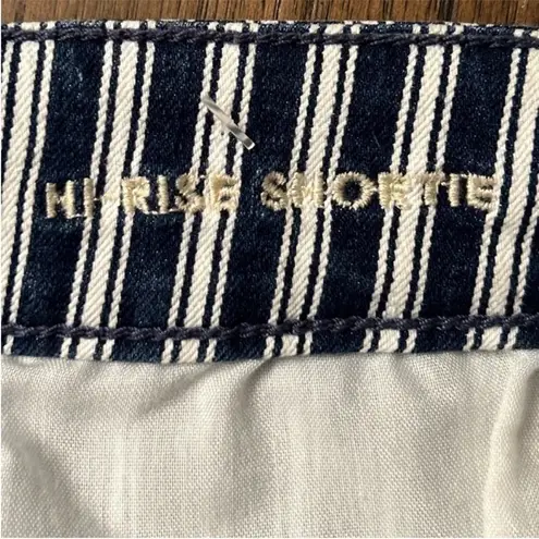 American Age Women’s American Eagle Blue White Denim Next Level Stretch Hi Rise Shorts 10