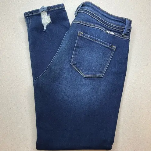 Kancan Reese High Rise Slim Straight 15/31 Dark Distressed Washed Button… Blue