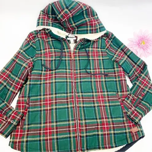 NEW LL Bean Scotch Plaid Flannel Shirt Jacket Sherpa