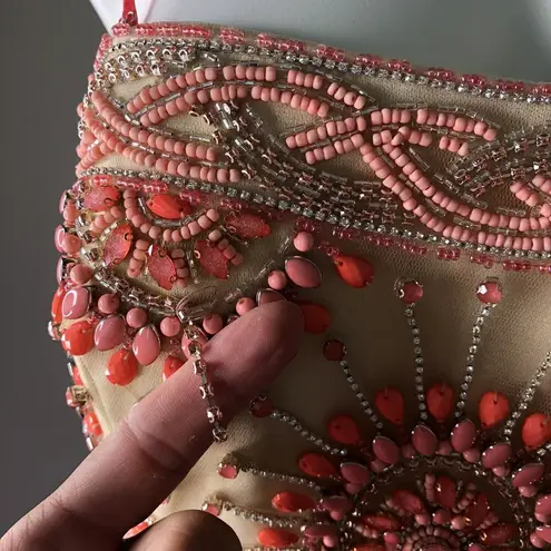 NEW VIVI TA Coral Embellished Prom Gown Dress Women's Size 14 Strapless Beaded