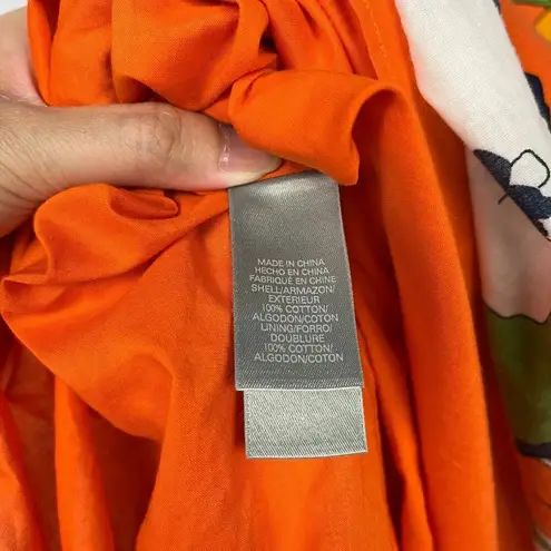 Liz Claiborne  Floral Sleeveless Sundress Orange Green White‎ Size 4 Modest Midi