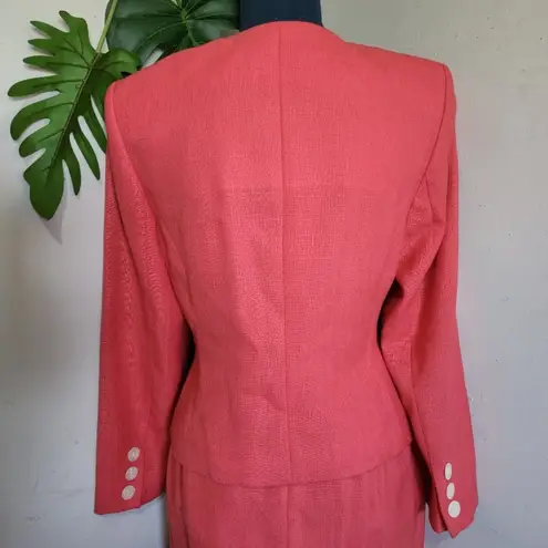 Karen Scott Salmon Pink Skirt Blazer Suit