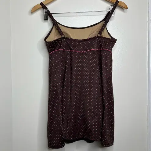 L.L.Bean  Swim Dress Woman’s Size 12 UPF 50+ Brown w/ Pink Microdots Summer Pool