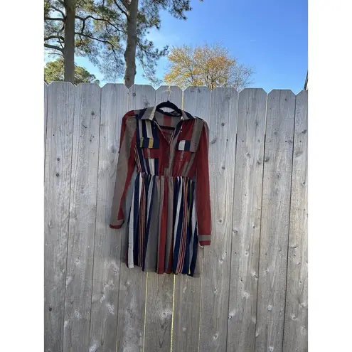 XTaren Dress Size Small Stripe Long Sleeve Fall Botton Cottage Cute