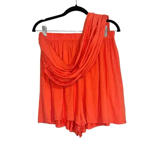 Free People NWOT  Beach Sabbia Convertible Orange Shorts Romper LARGE