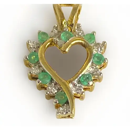 RSE Robert Seemann Sterling Silver 925 Vermeil Emerald & Diamonds Heart Pendant Gold