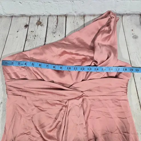 Dessy Collection One Shoulder Ruched Empire Waist Bridesmaid Formal Gown 16 3111 Pink