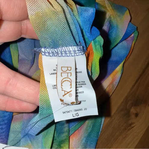 Becca bathing suit cover up dress sheer tie dye swim suit large vacation NWT