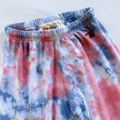 Aviator Nation LIGHT WEIGHT HAND DYED SWEATPANTS - TIE DYE RED sz S retails $148