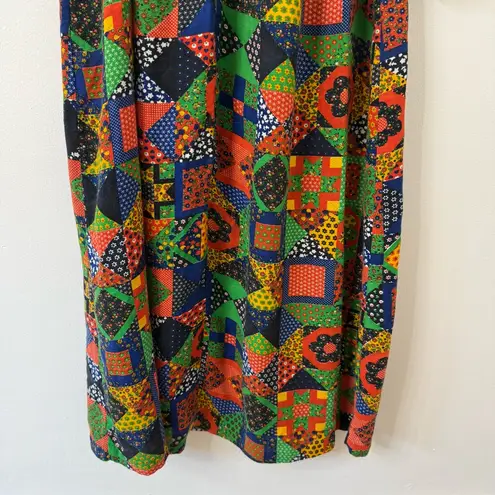 Vintage 60s Loungecraft Patchwork Maxi Dress Union Made Green Size undefined