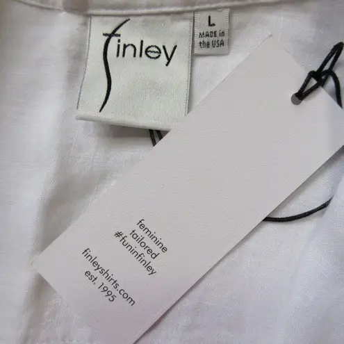 NWT Finley Sleeveless Jenna in White Linen Sleeve Button Down Shirt Dress L Size L