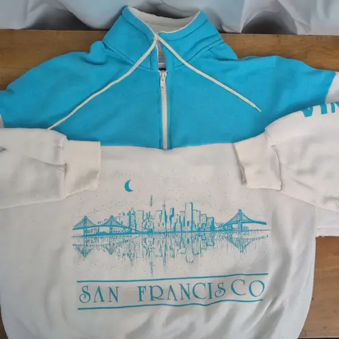 Vintage San Francisco Two Tone Zip Sweatshirt large Blue