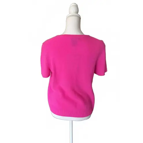 New Bloomingdale’s Short Sleeve Knit Cashmere Top, Large Pink