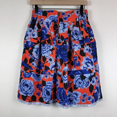 HD in Paris Lyanna Floral Skirt Small Red Blue Anthropologie Feminine Bloomcore