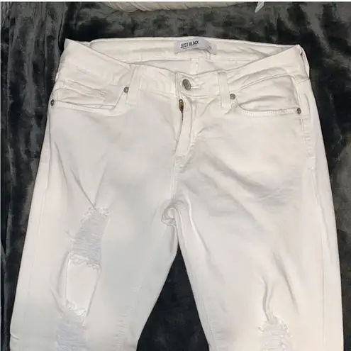 Just Black White Distressed Skinny Jeans Size 27