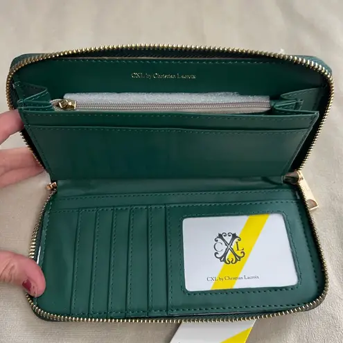 Christian LaCroix CXL by Porte Embossed Logo Teal Zip Around Wallet NWT