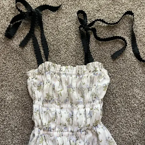 Brock Collection x H&M Floral Woven Tie Strap Midi Dress Sundress Bubble Hem S