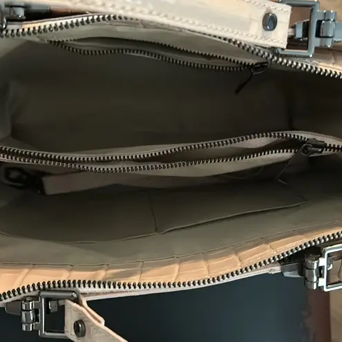 Firenze Croc Embossed Leather tote crossbody Tan