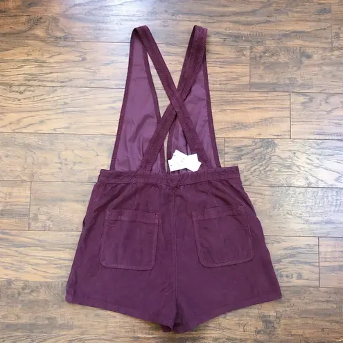 American Eagle  • burgundy corduroy overall shorts romper shortalls maroon romper