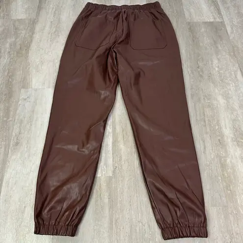 We Wore What Brown Vegan Leather Joggers in Cacao Size Large
