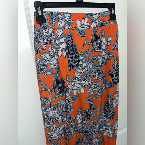 CAbi  Paradise Calypso Floral All Over Print Flare Tie Front Maxi Skirt Sz Small