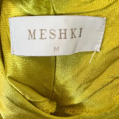 Meshki  Lucia Maxi Satin Cutout Slip Dress Golden Yellow Chartreuse Womens Size M