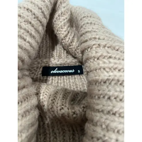 Olivaceous  Womens Sweater Brown Turtleneck Long Sleeve Cable Knit Cropped S‎