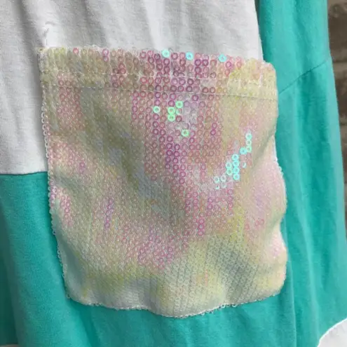 Pink Owl Apparel Color Block Top Sequins Retro