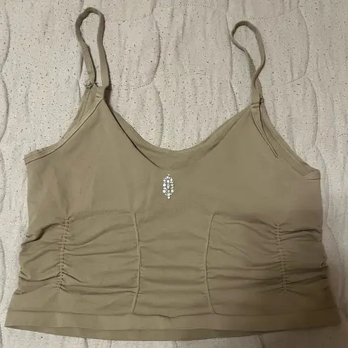 Free People Movement Beige Tan Athletic Low Cut Crop Tank Top Size M