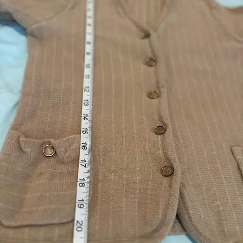 Vintage 40s Womens Dalton Turners Virgin Cashmere Brass Button Cardigan Sweater. Tan Size XS
