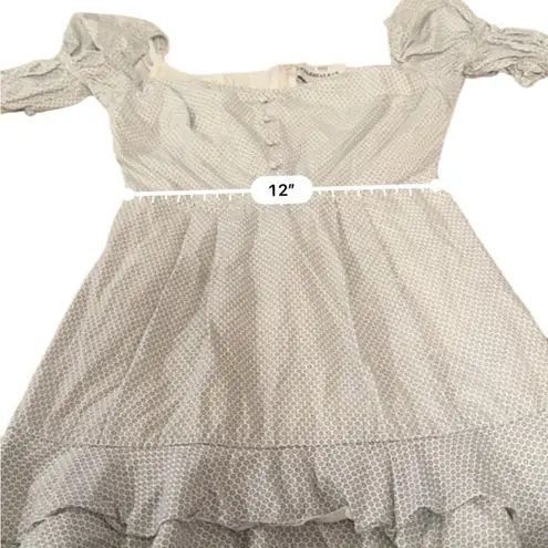 Stylestalker RTR Kelly White & Blue Micro Print Puff Sleeve Mini Dress Sz XS