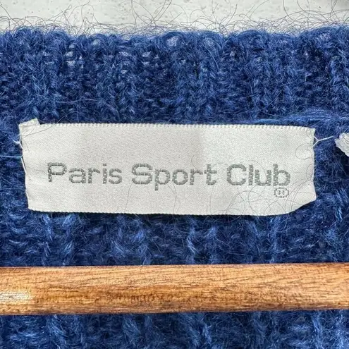 Paris Sport Club Royal Blue Cable Knit Longline Grandpa Cardigan Mohair Blend M Size M