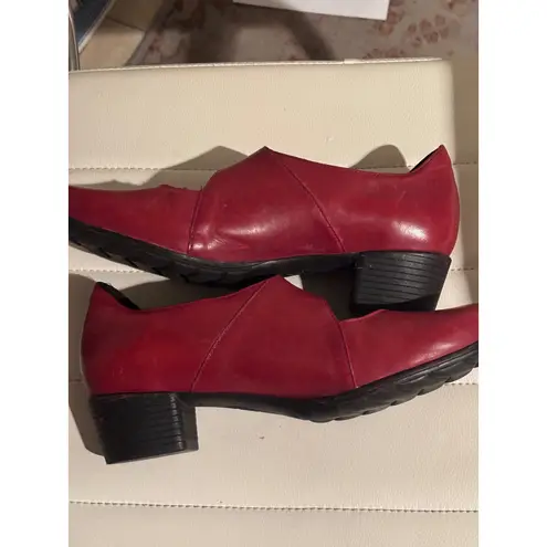 Mephisto Red Leather Mary Jane Block Heel Shoes Comfortable Womens 6.5 Size 9