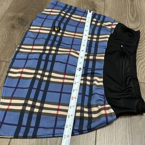 SparkleSkirts 15” High Rise Blue Plaid Running Tennis Skirt Skort Size Medium