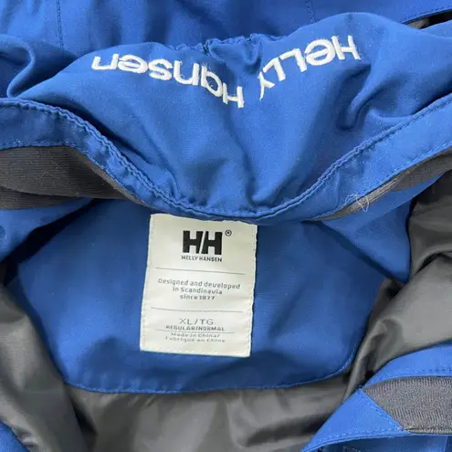 Helly Hansen Helly Hansen Blue Waterproof Rain Jacket XL Hooded Shell Windbreaker Outdoor