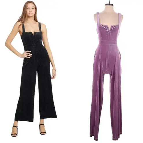 l*space NWT L* Wide Leg Vera Ribbed Jumpsuit Coverup in Iris Size Small