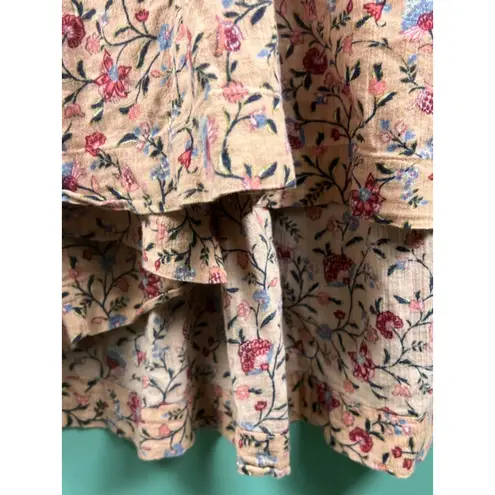 Wonderly Floral Boho Maxi Dress XL | Puff Sleeve Button Front Tiered Peasant Dre