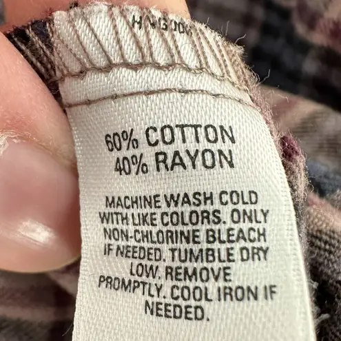 Hinge | Small | Flannel Plaid Shirt Dress w/ Ruffle Front Detail Snap Closure