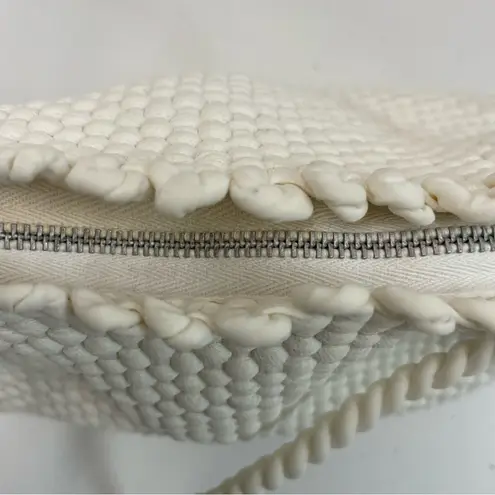 Vintage Purse Macrame Zipper Closure Scalloped Trim Small Cream Cottagecore Boho White