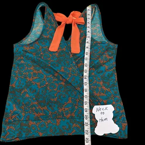 Lily Star beautifulĀ vibrant teal & orange wrap back tankātop w/ orangeāties