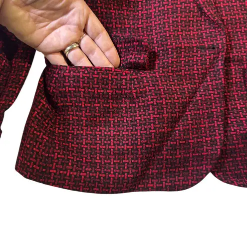 Giraffe Red Tweed Blazer Women's Size 8 Single Button Career Jacket VTG