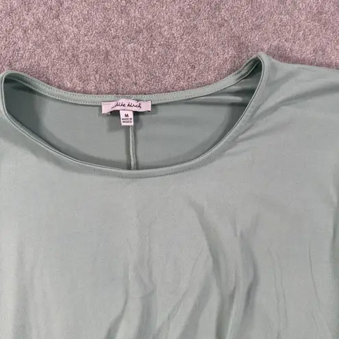 White Birch Handkerchief Hem Tunic Top Women's Medium Green Short Sleeve