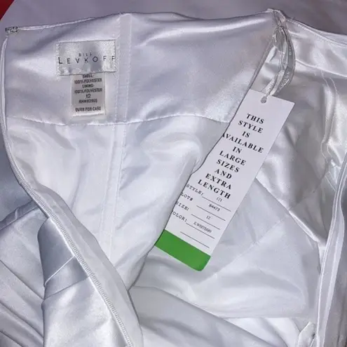 Bill Levkoff Size 12 white short sweetheart satin halter dress NWT