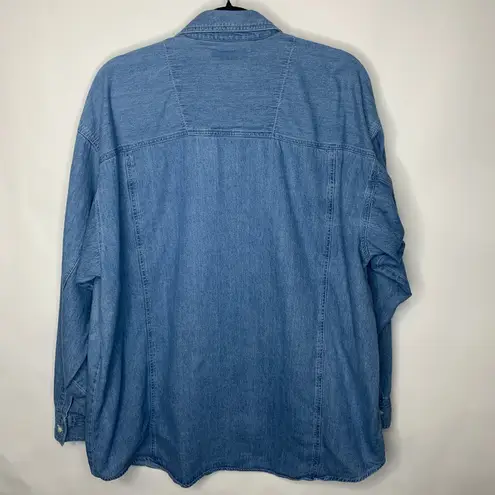 Vintage Beetle Bailey Chambray Button Up Shirt Sz XL Cotton Blue