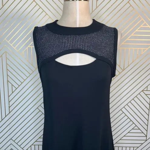 Joseph Ribkoff Black Cutout Mesh Midi Dress