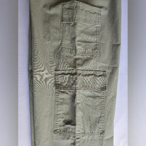 Asos Design Olive Green 100% Cotton Wide Leg Cargo Pants Size 10 Petite Nwot