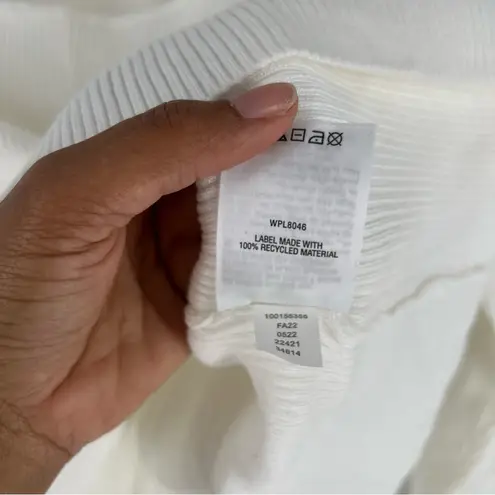 Bar III ‎ Womens Size 1X White Ribbed Cut-Out Long Sleeve Mock Neck Sweater Top