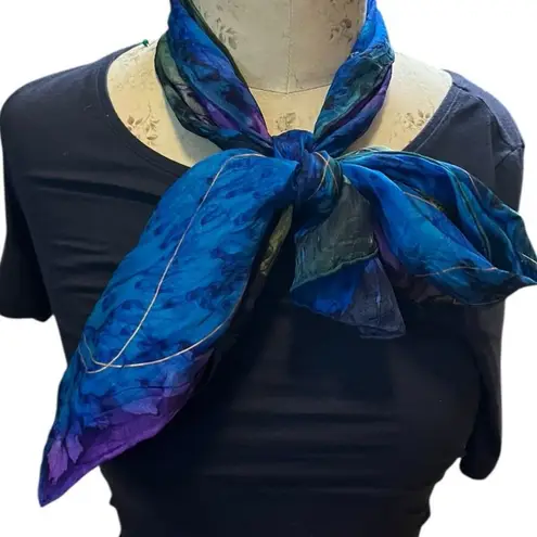 Handmade Hand-Painted Scarf with Gold Accents - 60x11 Inches