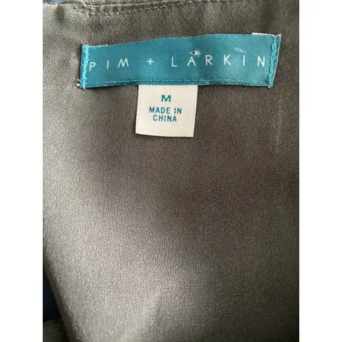 Pim + Larkin Anthropologie Gray Pink Floral Short Sleeve Sheath Dress Medium