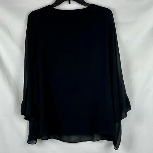 Est. 1946 Black Flowy Blouse Gold Ring Accents XL